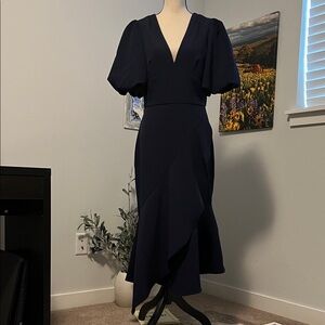 Shoshanna Midnight Fitted Asymmetrical Dress